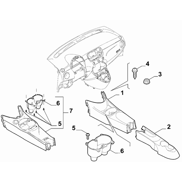 FIAT Abarth 595 2012-Present Dashboard (Console) Screw
