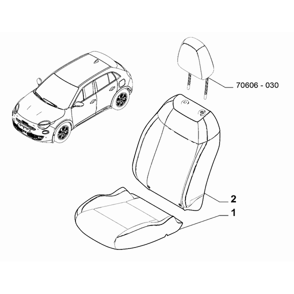 FIAT 600 2023-Present Front Seats Padding