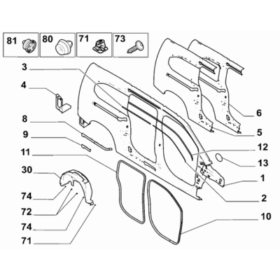 FIAT Doblo 2023-Present Bodyshell, Panels (Central Part) Rubber Weather_Strip