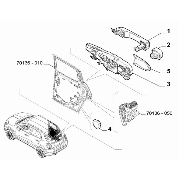 FIAT 500X 2016-Present Side Rear Doors Bracket