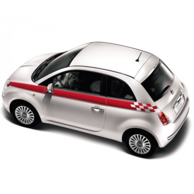 FIAT 500 2016-Present Sports Side Stripes Red