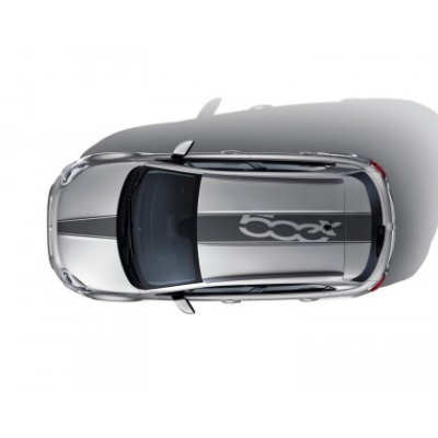 FIAT 500X 2016-Present Adhesive Decals Stripes With Logo For Bonnet And Roof In Grey