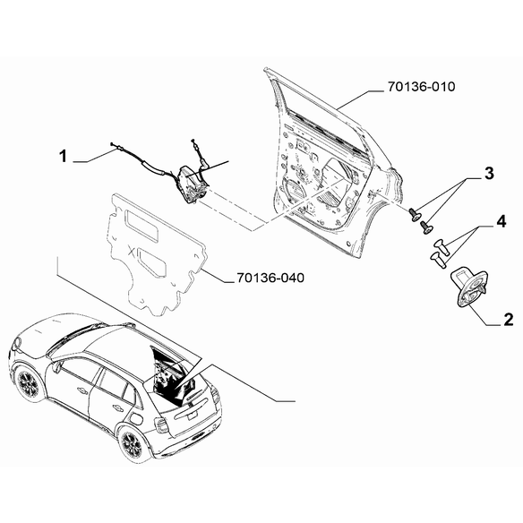 FIAT 600 2023-Present Side Rear Doors Lock