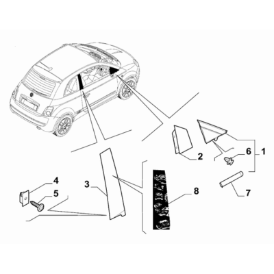 FIAT 500 2016-Present Outer Trim Mouldings Moulding