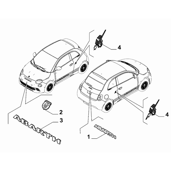 FIAT Abarth 500e 2023-Present Type Plate Make Medallion