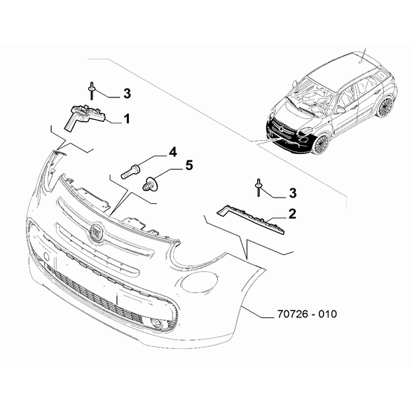 FIAT 500L 2012-2022 Front Bumper Button