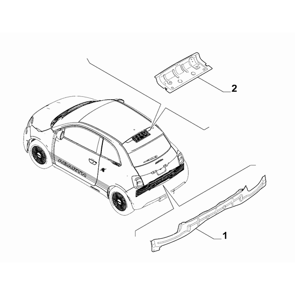 FIAT Abarth 500e 2023-Present Bodyshell,Structure (Rear Part) Crossrail