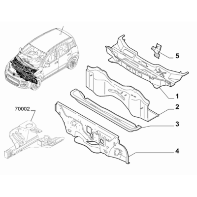FIAT 500 2007-2016 Bodyshell,Structure (Front Part) Bracket