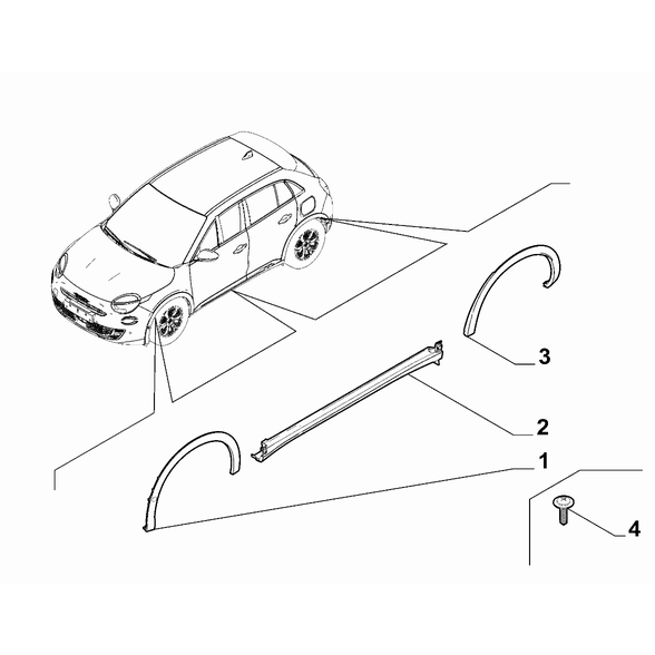 FIAT 600 2023-Present Outer Trim Mouldings Moulding