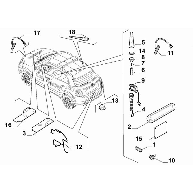 FIAT 500X 2016-Present Governmental Bodies Cars Devices Reflector