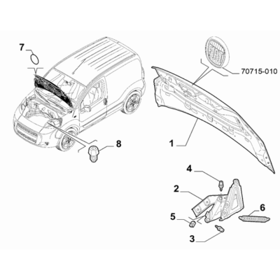 FIAT Fiorino 2007-2021 Engine Compartment Lid Seal Gasket