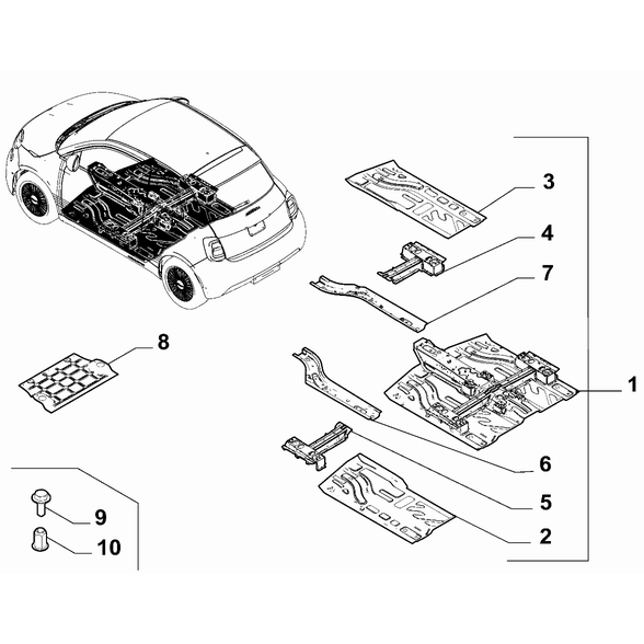 FIAT Abarth 500e 2023-Present Floor Pannel Crossrail