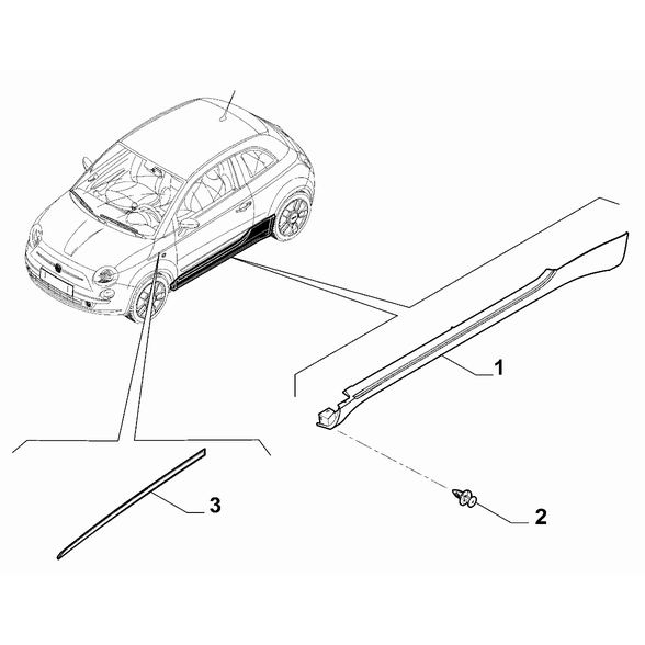 FIAT 500e 2013-Present Outer Trim Mouldings Pin