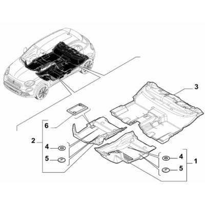 FIAT 500X 2016-Present Passenger Side Mat Lid