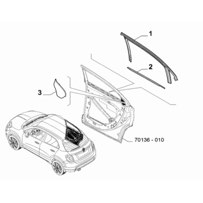 FIAT 500X 2016-Present Side Rear Doors Seal Gasket