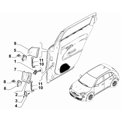 FIAT 600 2023-Present Side Rear Doors Hinge