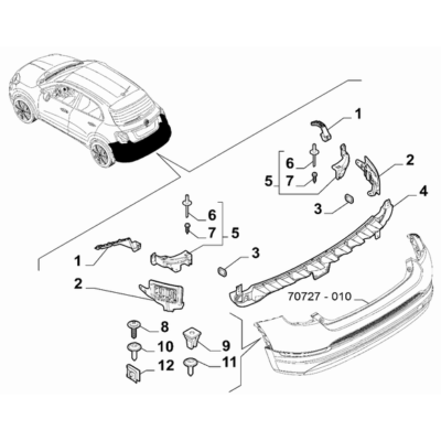FIAT 500X 2016-Present Rear Bumper Bracket