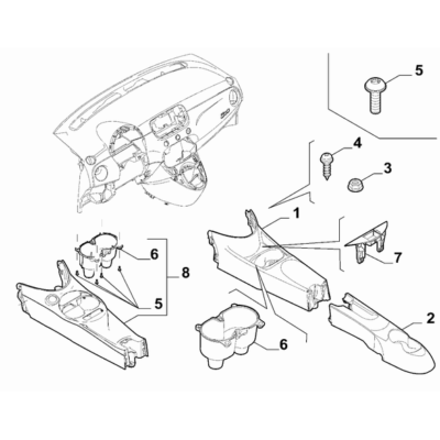 FIAT 500 2016-Present Dashboard (Console) Screw