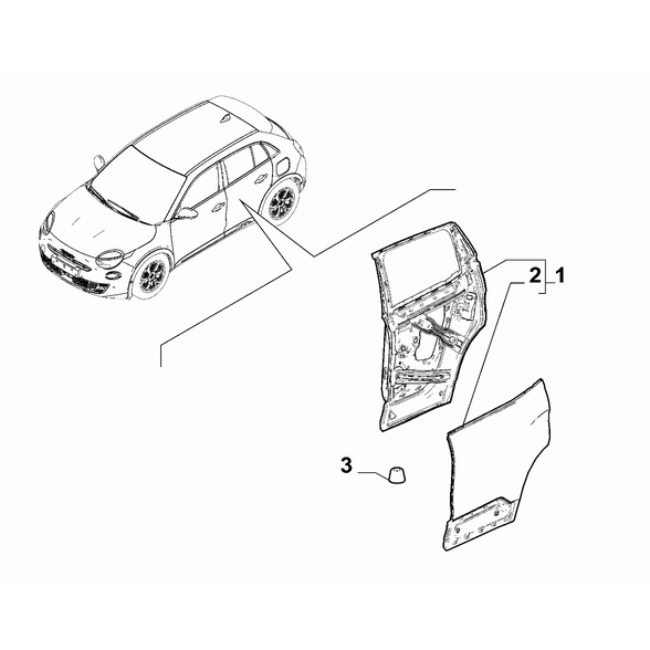 FIAT 600 2023-Present Side Rear Doors Metal Lining