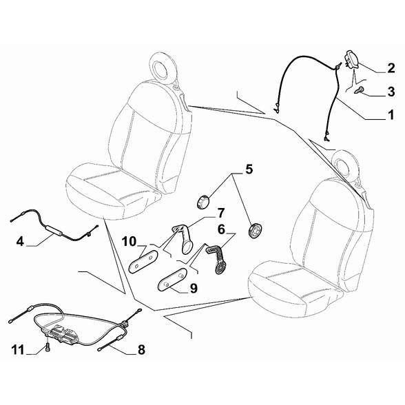 FIAT 500 2007-2016 Front Seats Bowden Assy.
