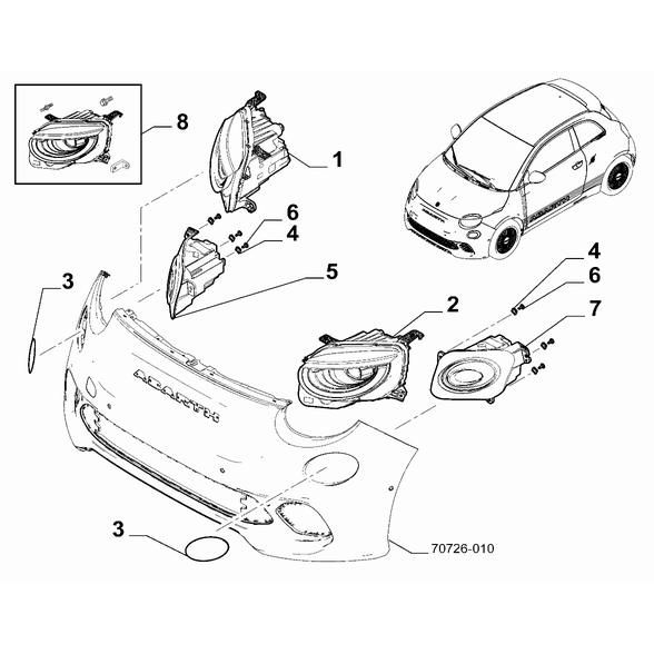 FIAT Abarth 500e 2023-Present Outer Lighting Covering