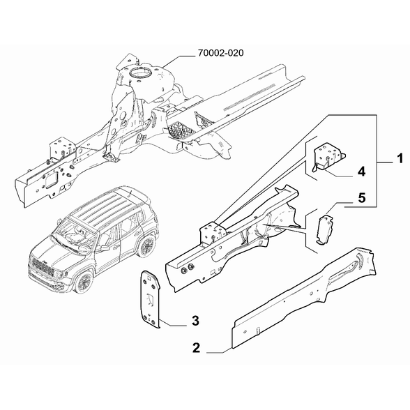 FIAT 500X 2016-Present Bodyshell,Structure (Front Part) Strut