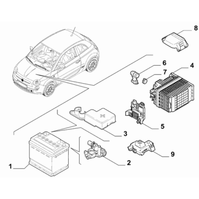 FIAT 500 2016-Present Battery Battery