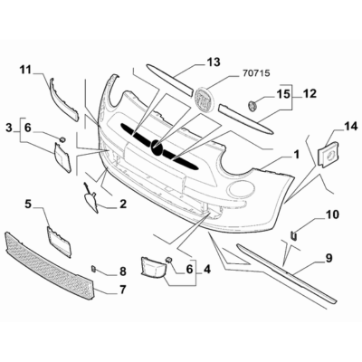 FIAT 500 2007-2016 Front Bumper Front Bumper