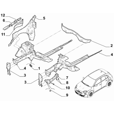 FIAT 600 2023-Present Bodyshell,Structure (Front Part) Bracket