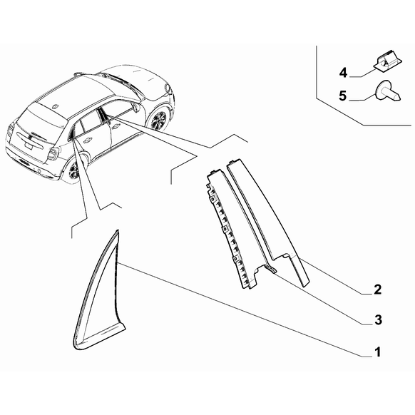 FIAT 600 2023-Present Outer Trim Mouldings Covering