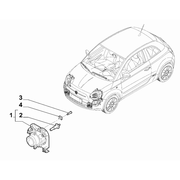 FIAT 500 2007-2016 Outer Lighting Clip