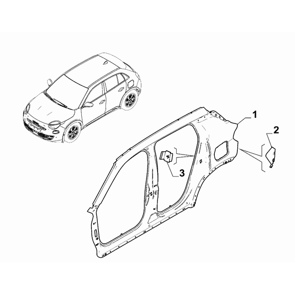 FIAT 600 2023-Present Bodyshell, Panels (Central Part) Side Panel