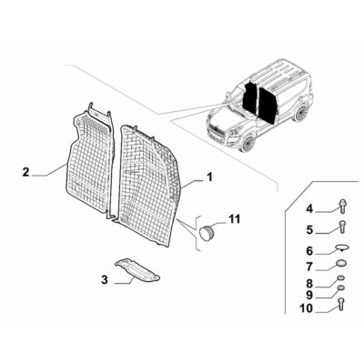 FIAT Doblo 2011-2022 Partition Panel Plane Washer