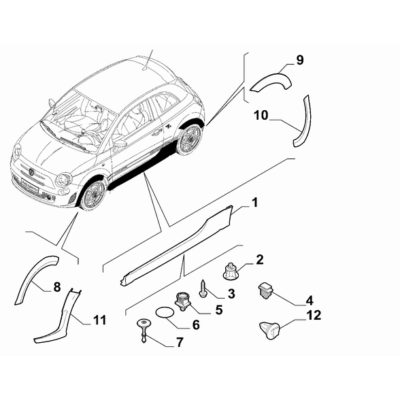 FIAT Abarth 595 2012-Present Outer Trim Mouldings Pad