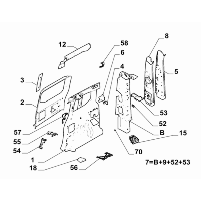 FIAT Doblo 2023-Present Bodyshell,Structure (Rear Part) Framing