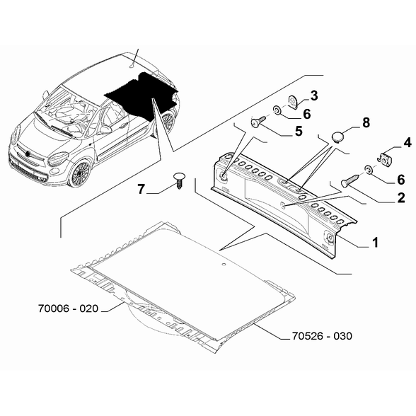 FIAT 500L 2012-2022 Baggage Compartment Interior Trimming Button