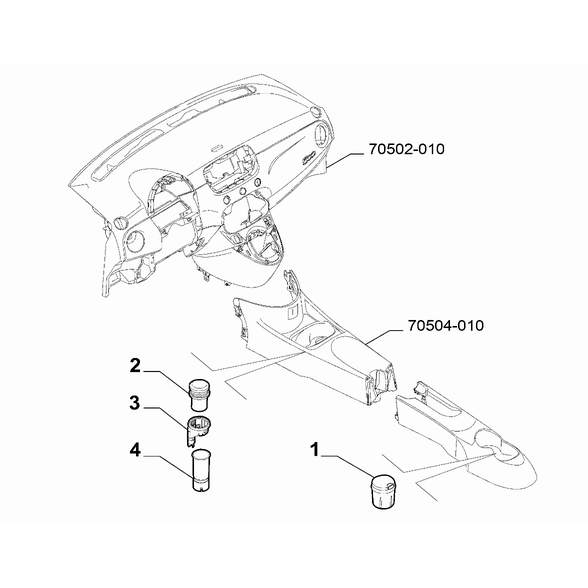 FIAT Abarth 595 2012-Present Dashboard (Console) Ash Receiver