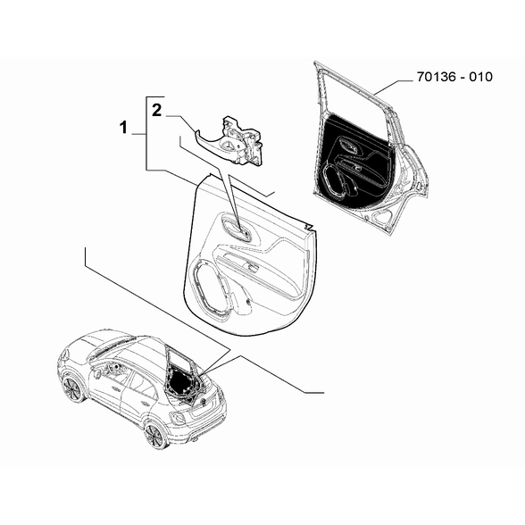 FIAT 500X 2016-Present Panels For Rear Side Door Handle