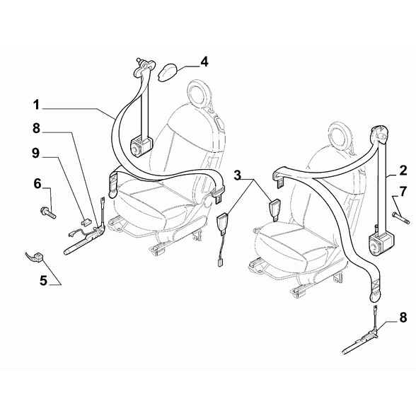 Genuine MOPAR Front Left Seat Back Release Cable & Handle For Fiat 500 (2012-2015) - 5MF73JXWAA