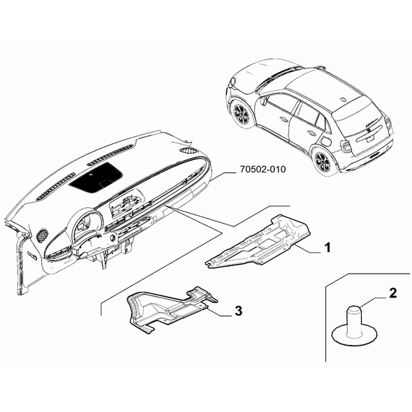 FIAT 600 2023-Present Instrument Panel Lining