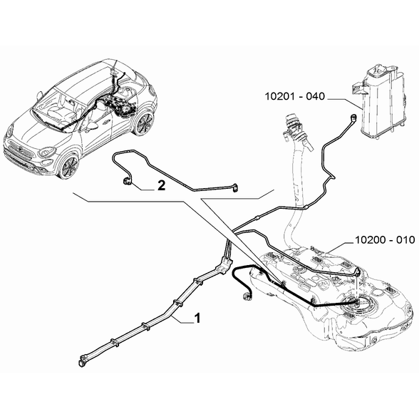 FIAT 500X 2016-Present Fuel Tank Pipeline Pipe