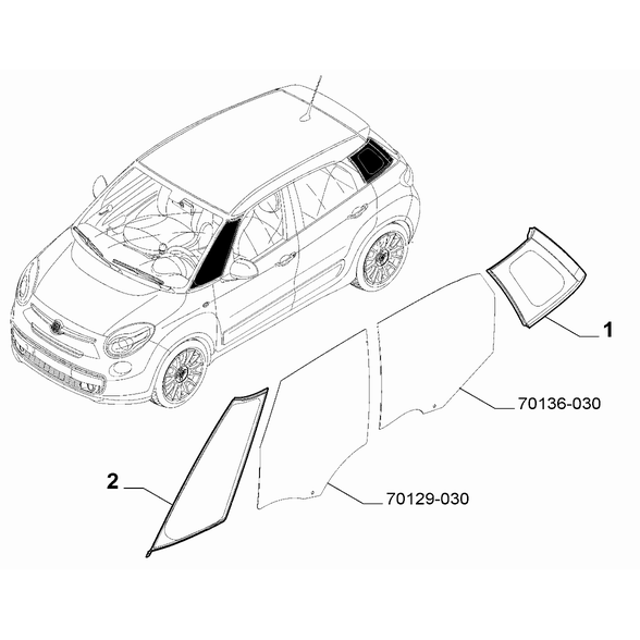 FIAT 500L 2012-2022 Rear Side Window Athermal Crystal