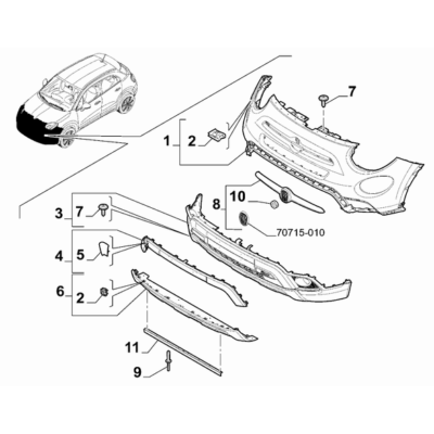 FIAT 500X 2016-Present Front Bumper Rivet