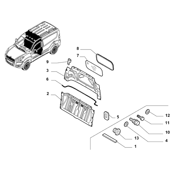 FIAT Doblo 2011-2022 Partition Panel Rivet