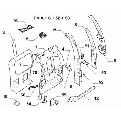 FIAT Doblo 2023-Present Bodyshell,Structure (Rear Part) Screw