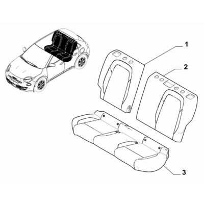 FIAT 600 2023-Present Rear Seat Lining Back Lining