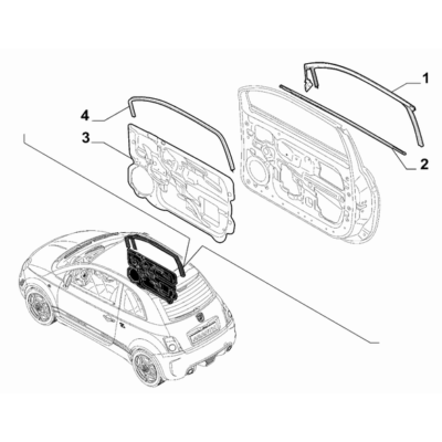 FIAT Abarth 595 2012-Present Side Front Doors Seal Gasket