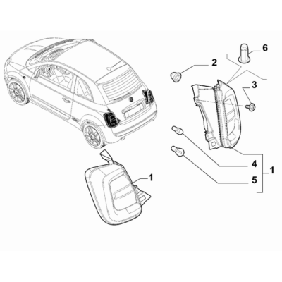 FIAT 500e 2013-Present Outer Lighting Tail Lamp