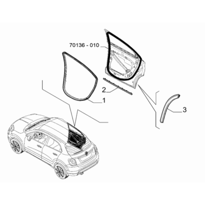 FIAT 500X 2016-Present Side Rear Doors Seal Gasket