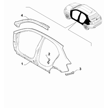 FIAT 500X 2016-Present Bodyshell, Panels (Central Part) Reinforcement
